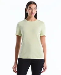Rafaella Petite Button Detail Short-Sleeve Top