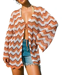 Cupshe Women's Echo Valley Chevron Cover-Up Kimono