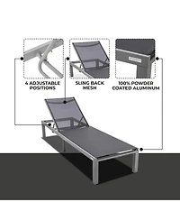 Leisuremod Marlin Patio Chaise Lounge Chair With Aluminum Frame