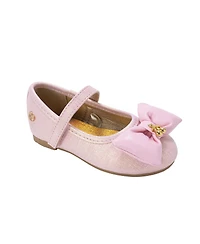 Bebe Big Girls Ballet Flat with Puffy Bow and Cherry Charm