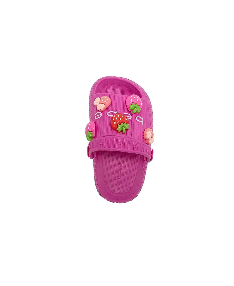 Bebe Big Girls Girl's Lightweight Platform Eva Slides - Slip On Comfy with Strawberry Charm Accents