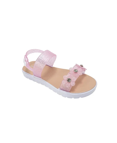 Bebe Girls Pcu sandal with Glitter Flower snd Rs