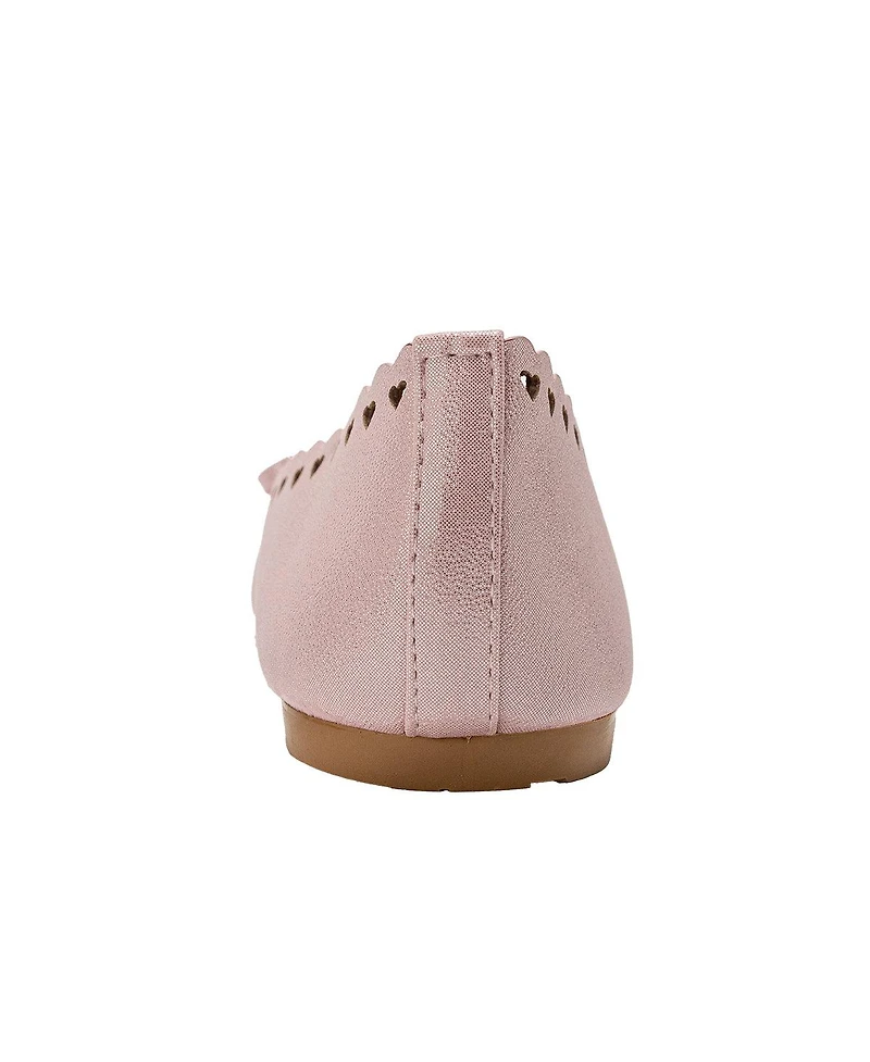 Bebe Girls Girl's Ballet Flats – Comfy Easy Slip-On Shoes with Cut-Out Detail, Bow & Hanging Charm