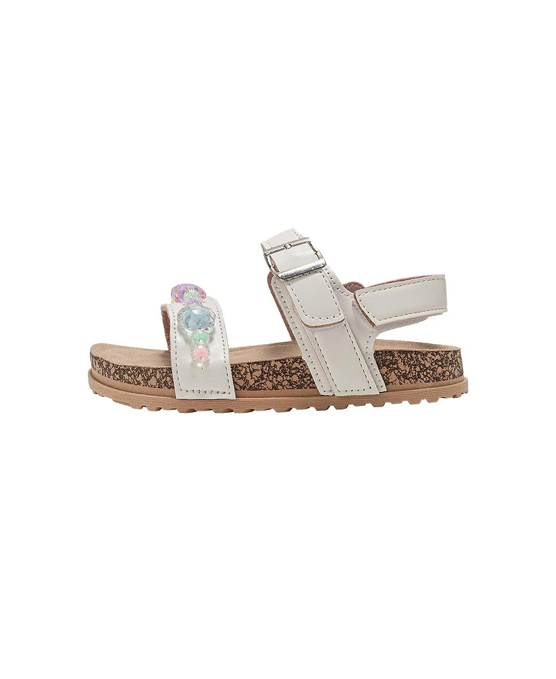 Bebe Little Girls Footbed Sandals - Comfortable Design & Beaded Ankle Strap