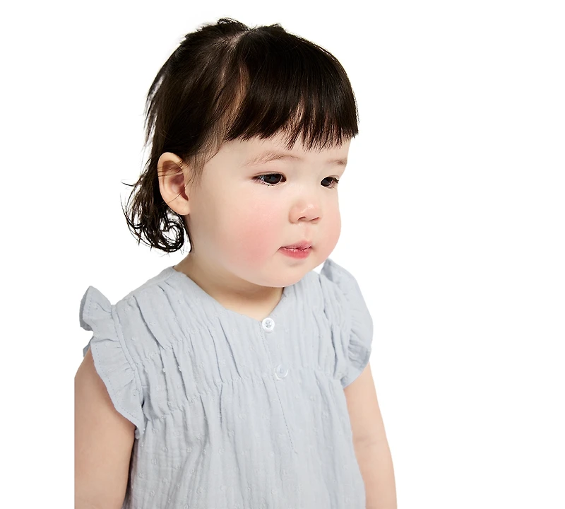 Calvin Klein Baby Girls' Woven Clip-Dot Ruffle Trim Top & Bloomers, 2-Piece Set