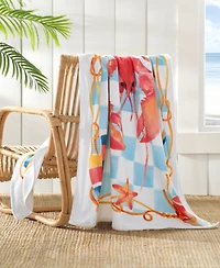 The Beach House Cotton Lazy Lobster Printed Beach Towel, 38" x 70"