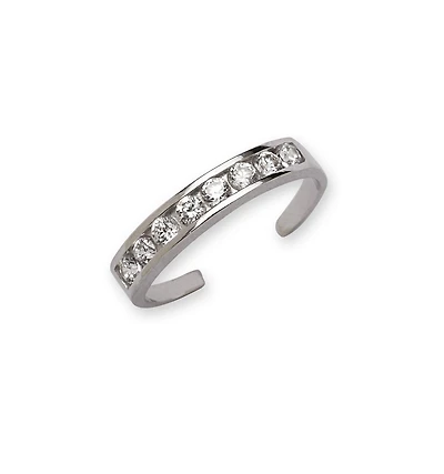 Curata Jewelry Solid 10K Adjustable Channel-Set Cubic Zirconia toe ring