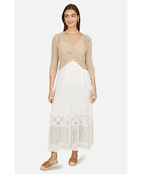 Yumi Women's Crochet Cotton Twisted Bolero Top