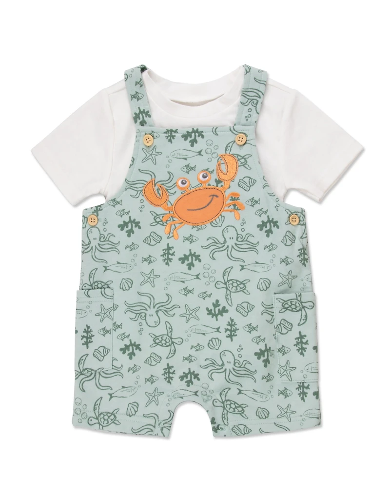 Baby Essentials Boys' Short-Sleeve T-Shirt & Shortall, 2-Piece Set