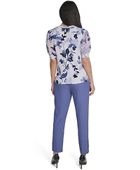 Calvin Klein Women's Mixed Media Floral Short-Sleeve Top