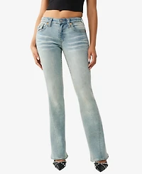 True Religion Women's Joey Mid-Rise Flare Big T Flap Jeans