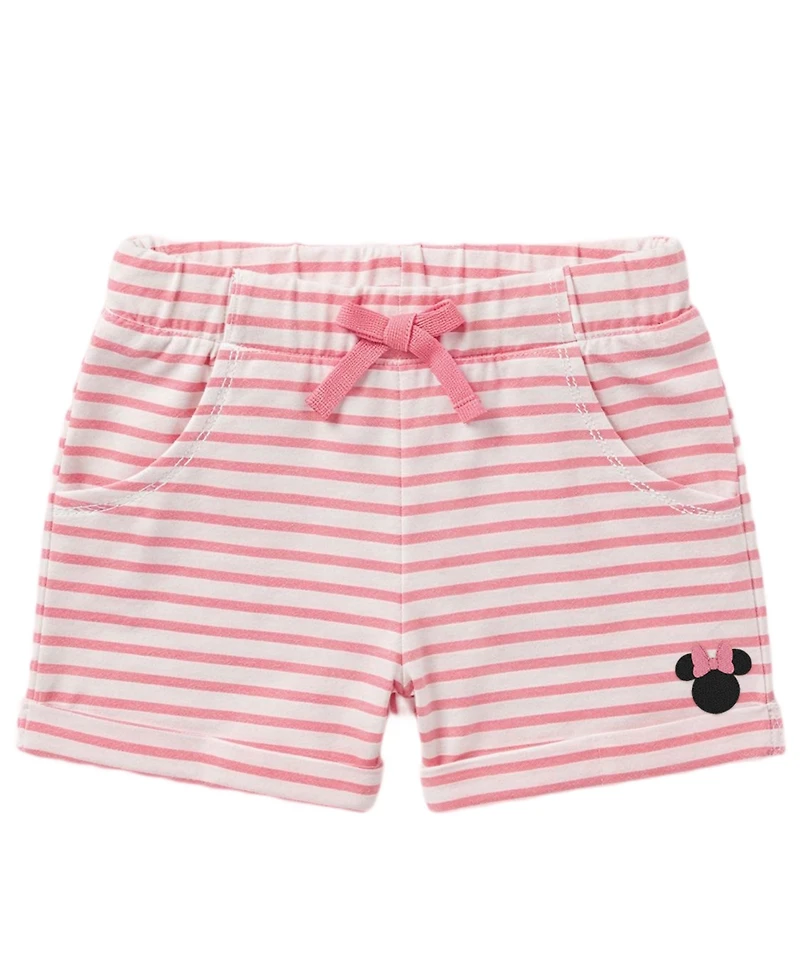 Disney Baby Girls' Short-Sleeve T-Shirt and Striped Shorts, 2-Piece Set