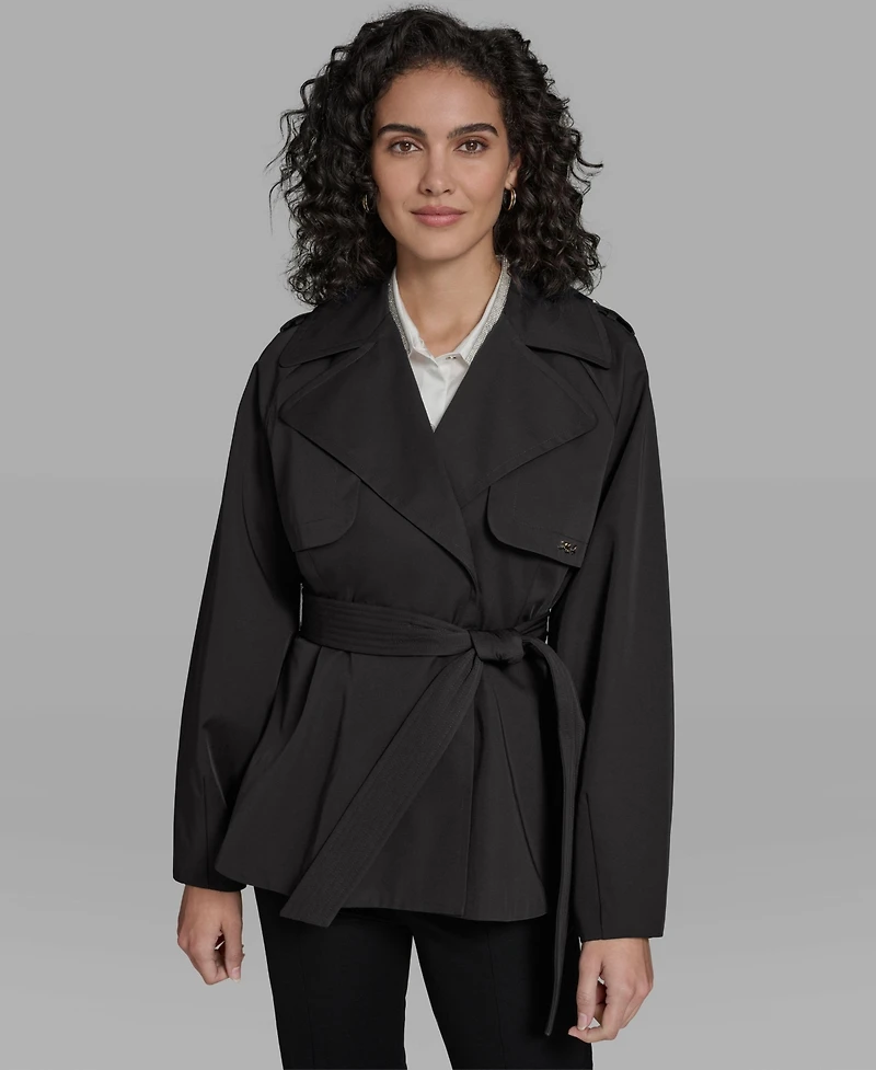 Karl Lagerfeld Paris Women's Short Flared Trench Coat