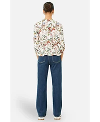 Yumi Women's Viscose Botanical Print Wrap Top