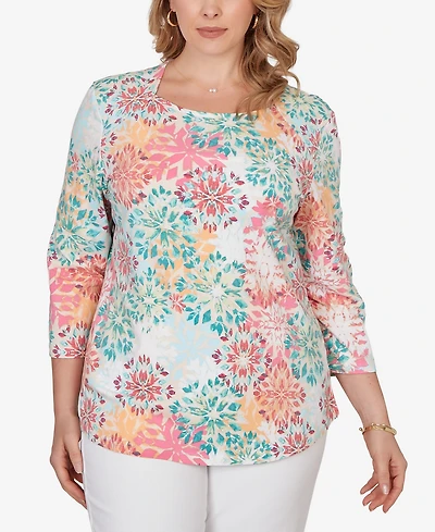 Ruby Rd. Plus Floral Medallion Knit Top