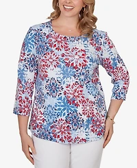Ruby Rd. Plus Size Floral Medallion Knit Top