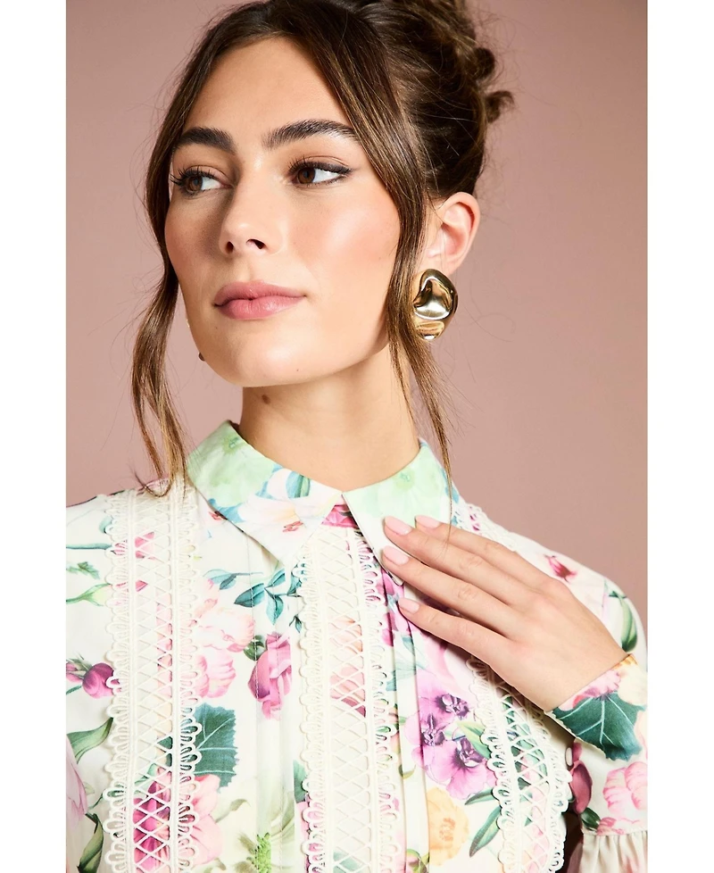 Coast Women's Pleated Lace Trim Midi Dress