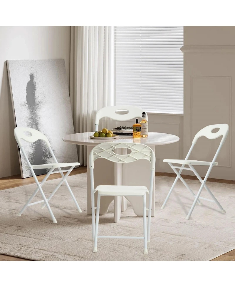 Clihome 4-Pack Stainless Steel Folding Chairs - Heavy-Duty 800lb Capacity, Stackable & Waterproof