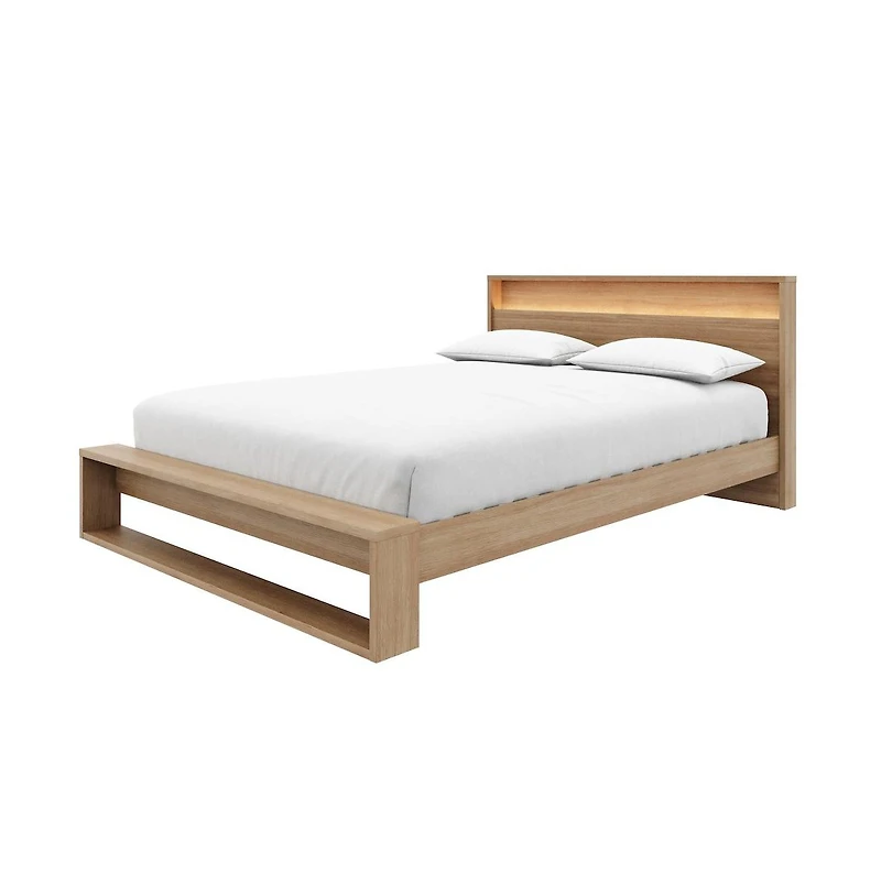 Nexera Gael Slatted Bedframe and Headboard with Integrated Light