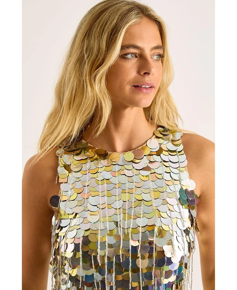 Nasty Gal Women's Disc Tassel High Neck Mini Dress