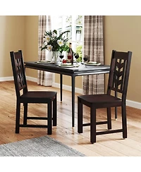 Costway Dining Chair with Rubber Wood Frame & Leaf-shape High Back for Kitchen