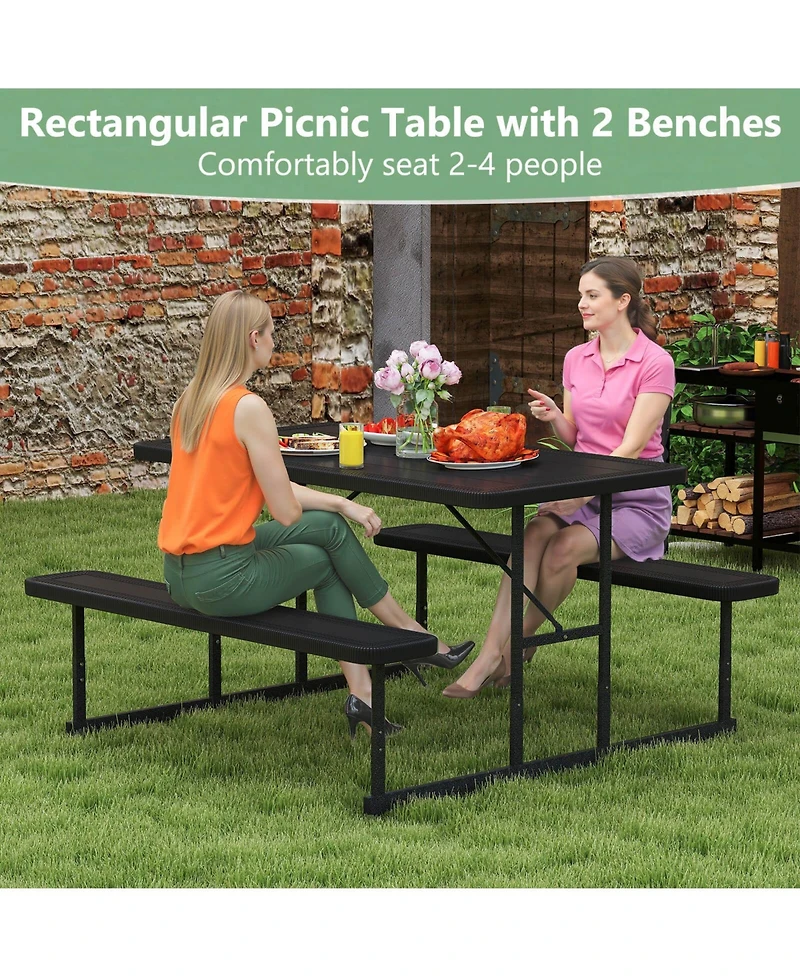 Picnic Table Bench Set for 2-4 People Outdoor Rectangular Camping Dining