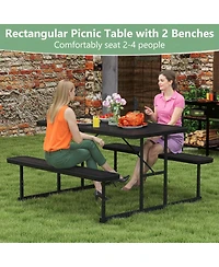 Picnic Table Bench Set for 2-4 People Outdoor Rectangular Camping Dining
