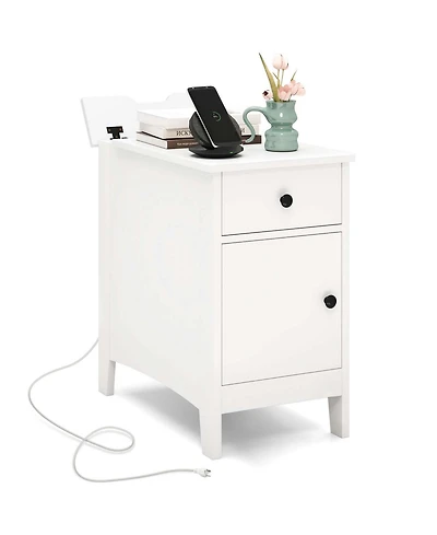 End Table with Charging Station Flip Top Bedside Table with Usb Ports & Outlets