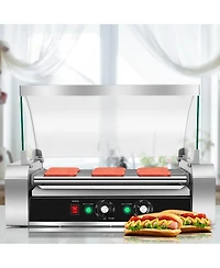 18 Hot Dog Hotdog 7 Roller Grill Cooker Machine w/ Cover