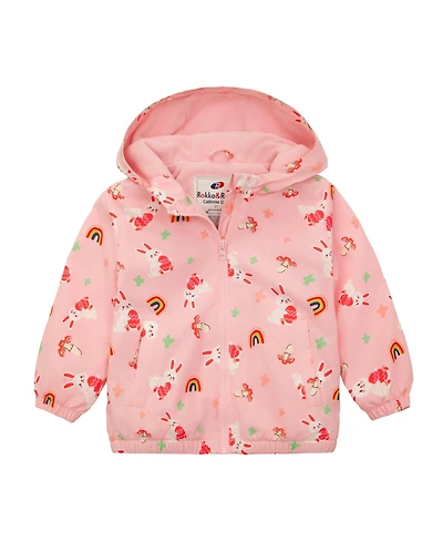 Rokka&Rolla Toddler Girls Fleece Lined Windbreaker Rain Jacket