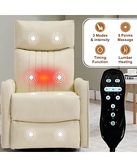 sumyeg Recliner Chair with Heat Massage Manual Rocker and Swivel Faux Leather