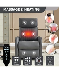 sumyeg Recliner Chair with Heat Massage Manual Rocker and Swivel Faux Leather
