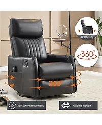 sumyeg Recliner Chair with Heat Massage Manual Rocker and Swivel Faux Leather