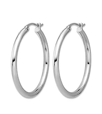 Curata Jewelry Solid 950 Platinum 2mm Classic Hoop Earrings 18mm