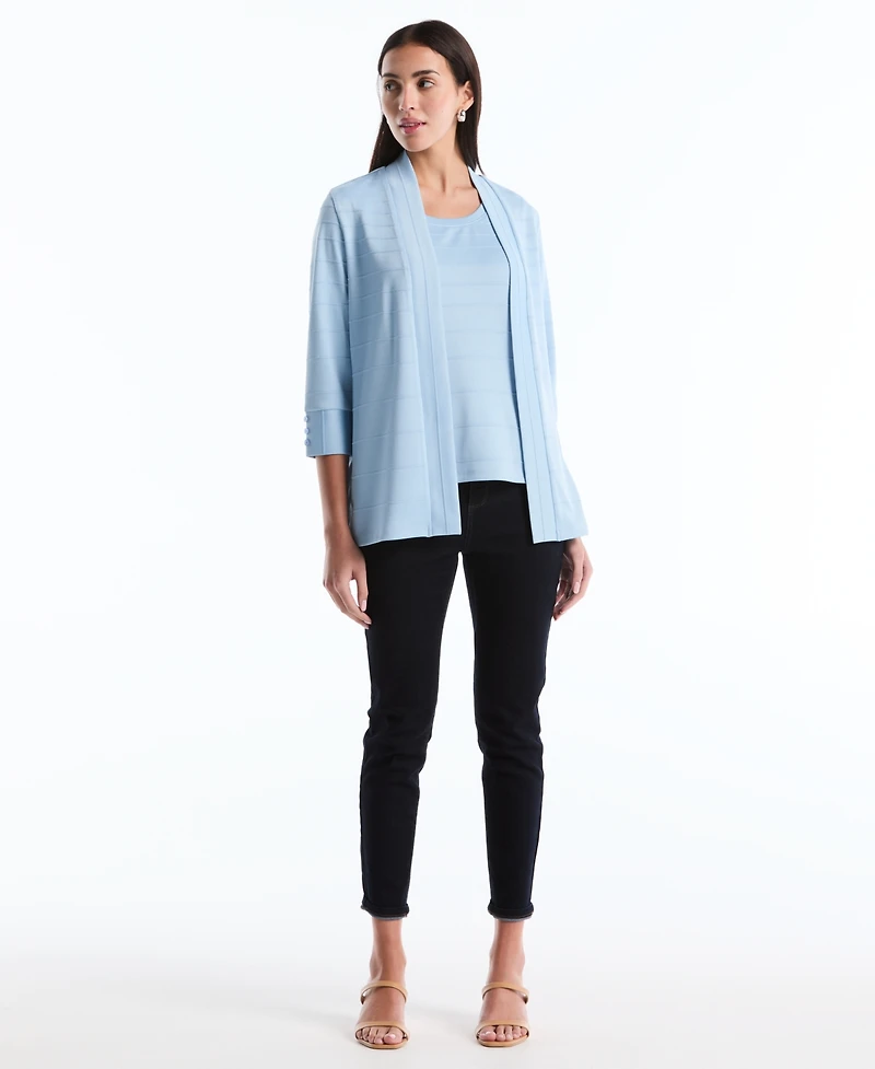Rafaella Petite Ottoman Knit Cardigan Sweater