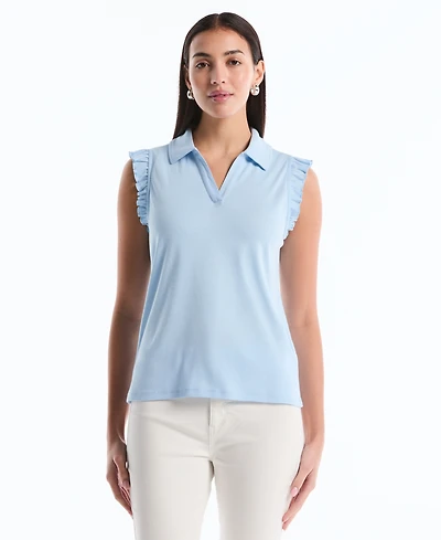 Rafaella Petite Ruffle Sleeveless Polo Shirt