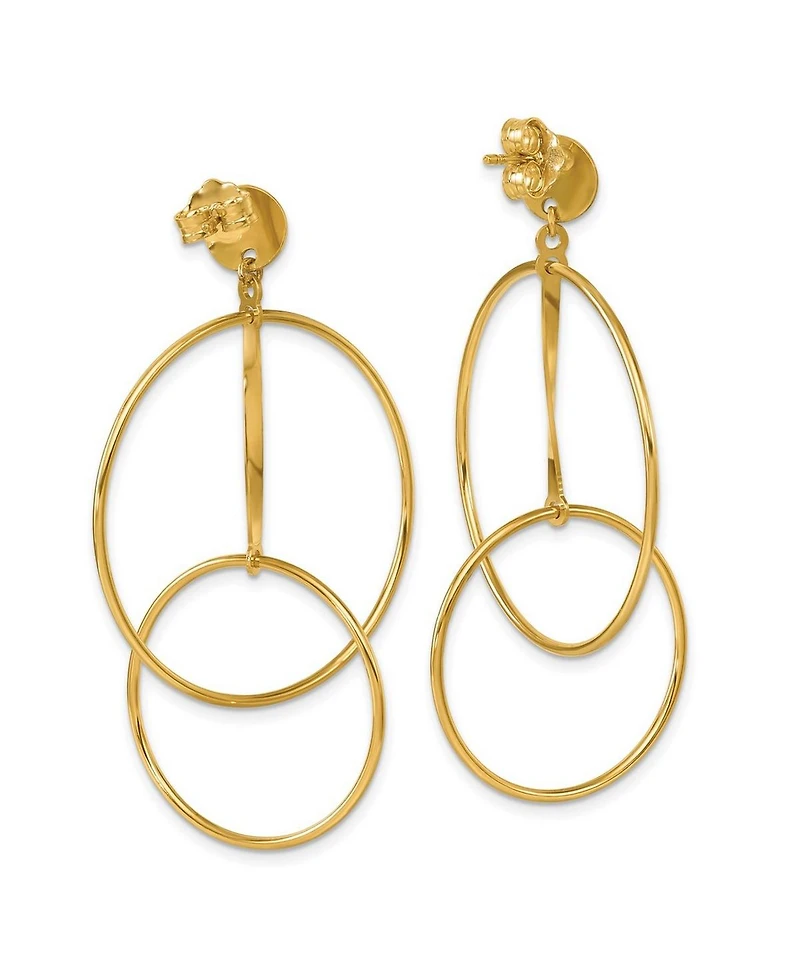 Curata Jewelry Solid 18k Yellow Gold Italian 54x32mm Double Circle Statement Post Earrings
