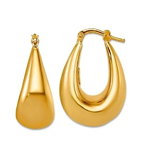 Curata Jewelry Solid 18k Yellow Gold Italian 28mm Puffed Graduated Oval Hoop Earrings
