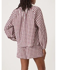 Hush Women's Elsa Gathered Gingham Beach Shirt