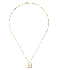 Macy's Cultured Freshwater Pearl (7mm) & Diamond Accent Sideways Heart Pendant Necklace in 14k Gold Over Sterling Silver