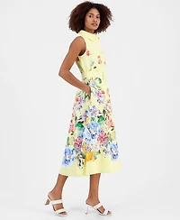 T Tahari Women's Sleeveless Belted Shirtdress