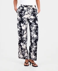 Bar Iii Women's Printed Pull-On Wide-Leg Pants, Macy's Exclusive
