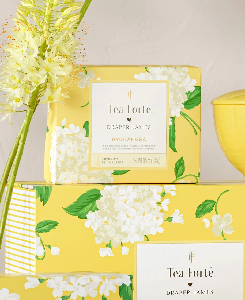 Tea Forte x Draper James Hydrangea Mini Petite Presentation Box, 5 Infusers