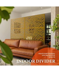 gaomon Outdoor Privacy Screen, 72"x47", Metal Freestanding Patio Divider for Garden, Deck & Balcony