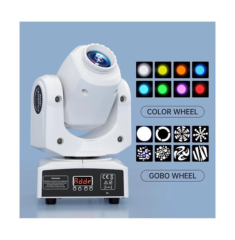 Artudatech 120Watt Rgbw Led Moving Head Stage Light with 8 Rotating Gobo Patterns, DMX512 and Sound Control