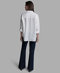 Bcbg Women's Long-Sleeve Oversized Stripe Shirt