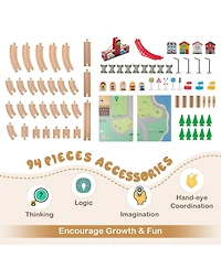 Mecale Wooden Train Table Activity Play Table with 2 Reversible Tabletops