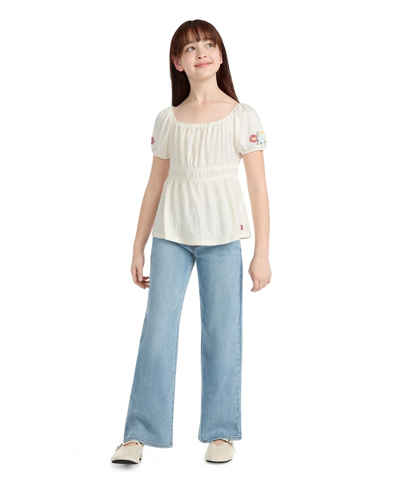 Levi's Girls' 7-16 Smocked Puff Sleeve Top