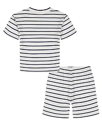 Tommy Hilfiger Boys' 2T-7 Striped French Terry T-Shirt and Shorts, 2-Piece Set