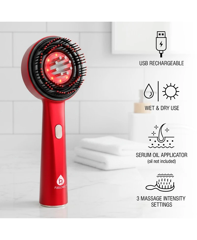 Pursonic Ultimate Hair Rejuvenation & Styling Bundle – 3-in-1 Led Scalp Therapy Brush + One Step Volumizing Hair Dryer